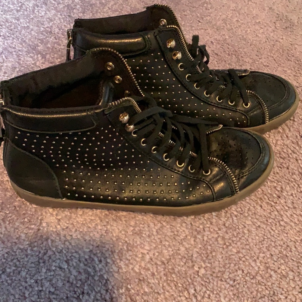 Rebecca Minkoff studded black leather sneakers